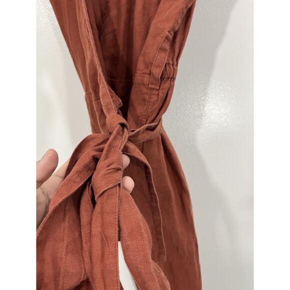 Not Perfect Linen Margaret Sleeveless Linen Jumpsuit Tie Wrap S European Luxury - Picture 5 of 15